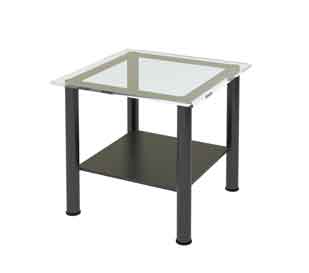 Side Table Glass Top Tubular base