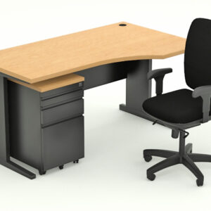 Free Shaped Desk on Metal I-leg