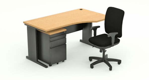 Free Shaped Desk on Metal I-leg